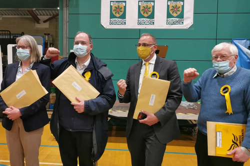 Newly elected County Councillors 2021 Sally Symington, Nigel Taylor, Adrian England & Ron Tindall